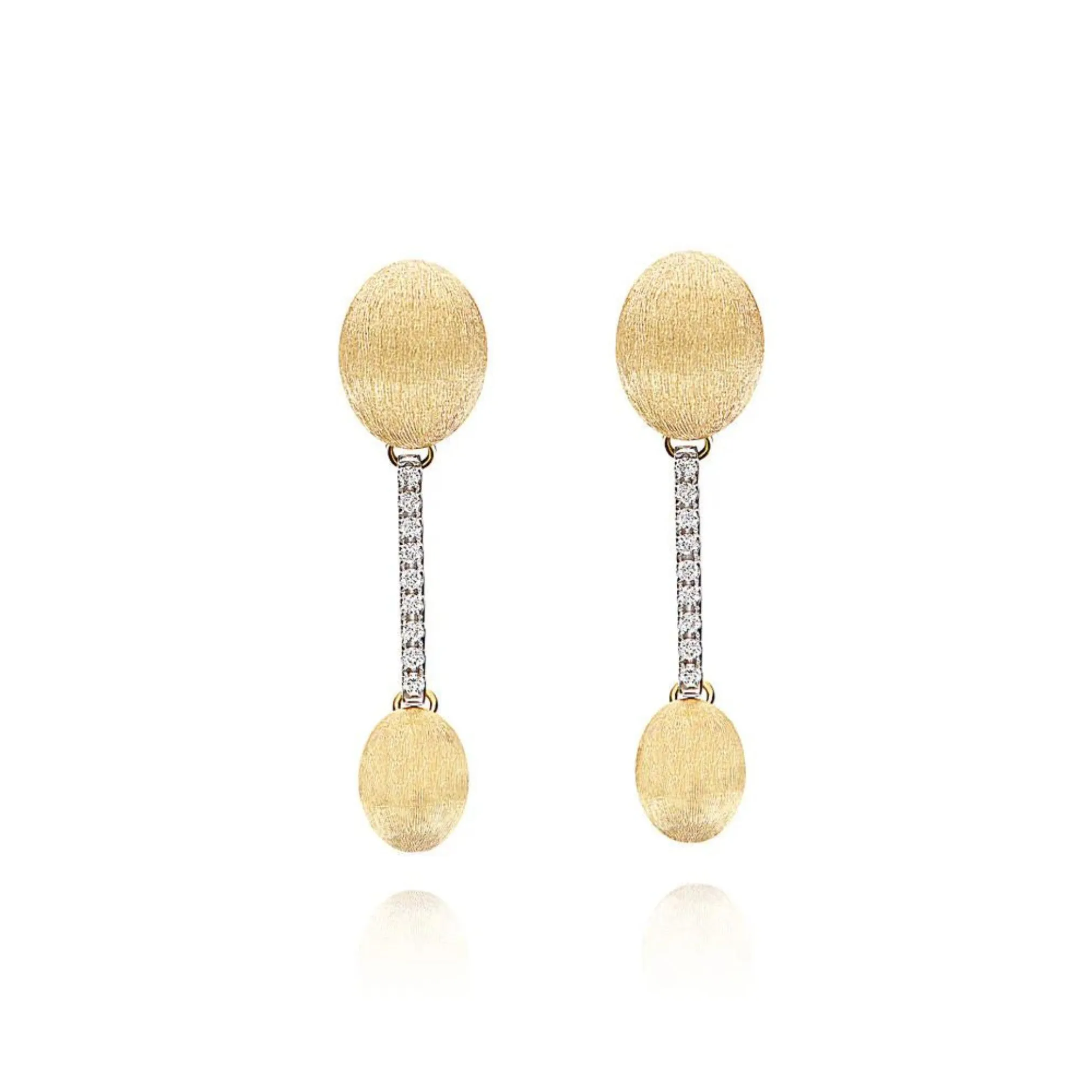 NANIS ELITE 18K YELLOW GOLD BOULE DIAMOND BAR DROP EARRINGS