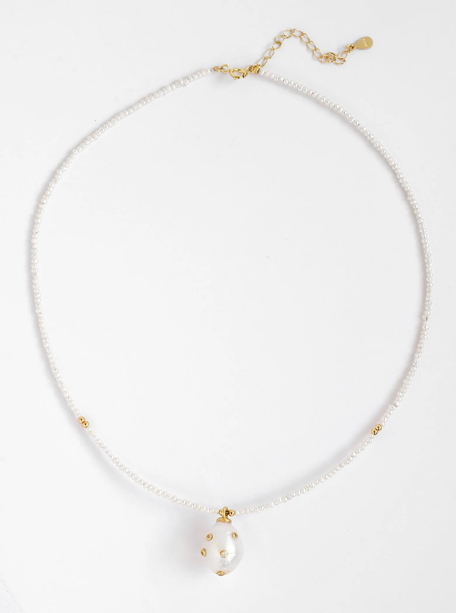 Natural Baroque Pearl with beaded Pearl Necklace