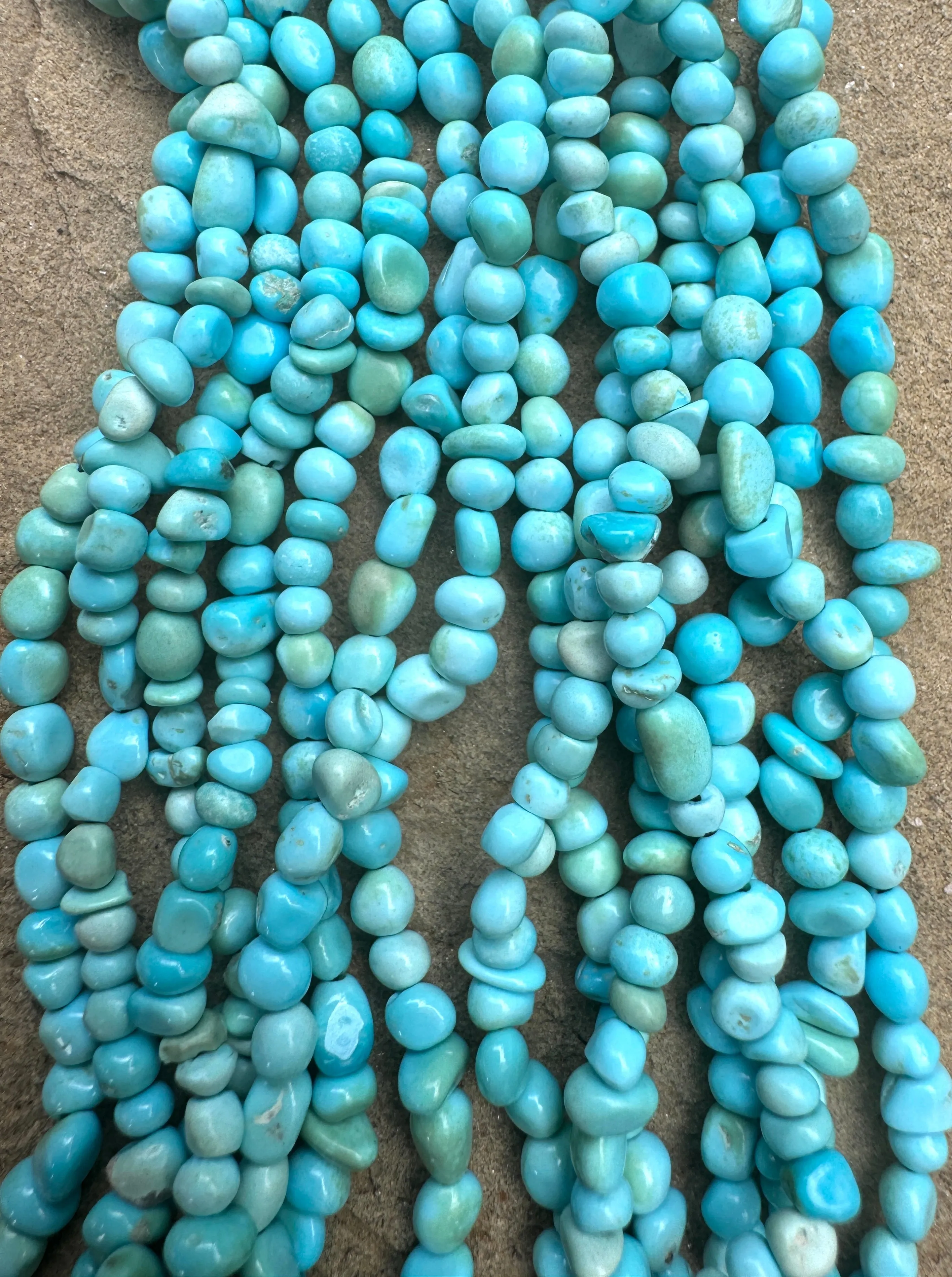 Natural Blue Sleeping Beauty Turquoise (AZ) 3-5mm Nuggets Strands, 18 Inch Strand