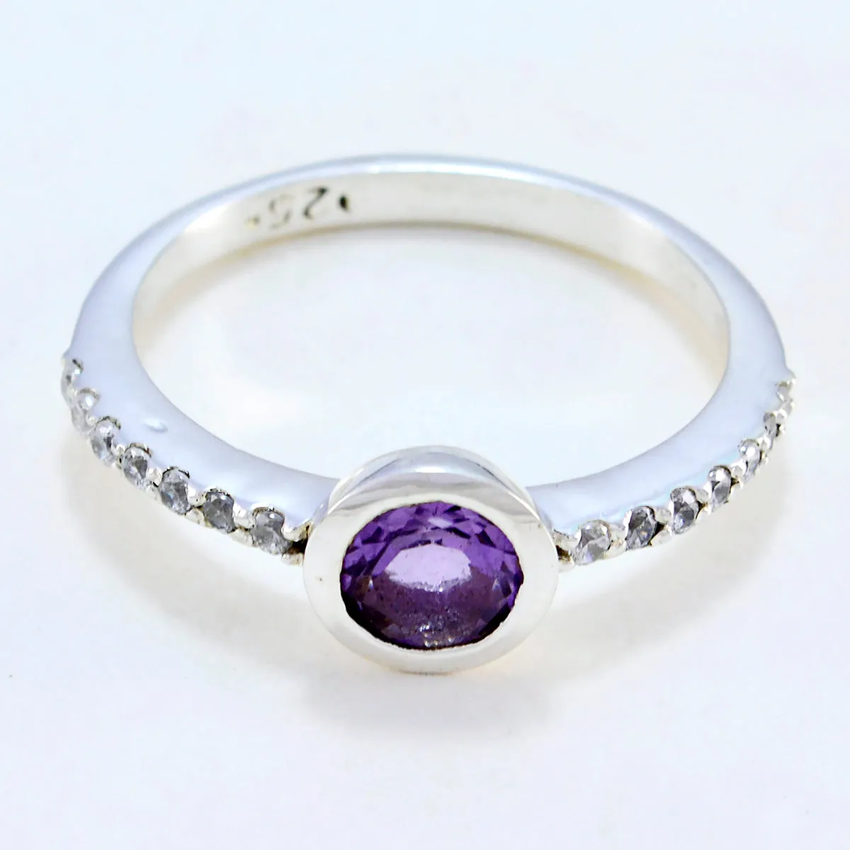 Natural Gemstone Amethyst 925 Sterling Silver Ring 1920s Jewelry