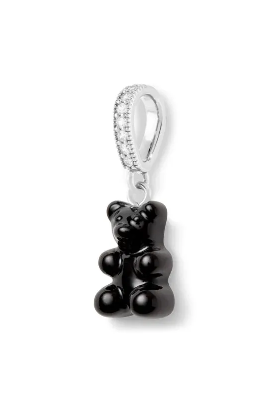 Nostalgia Bear Glossy Pendant, Pave Silver Connector