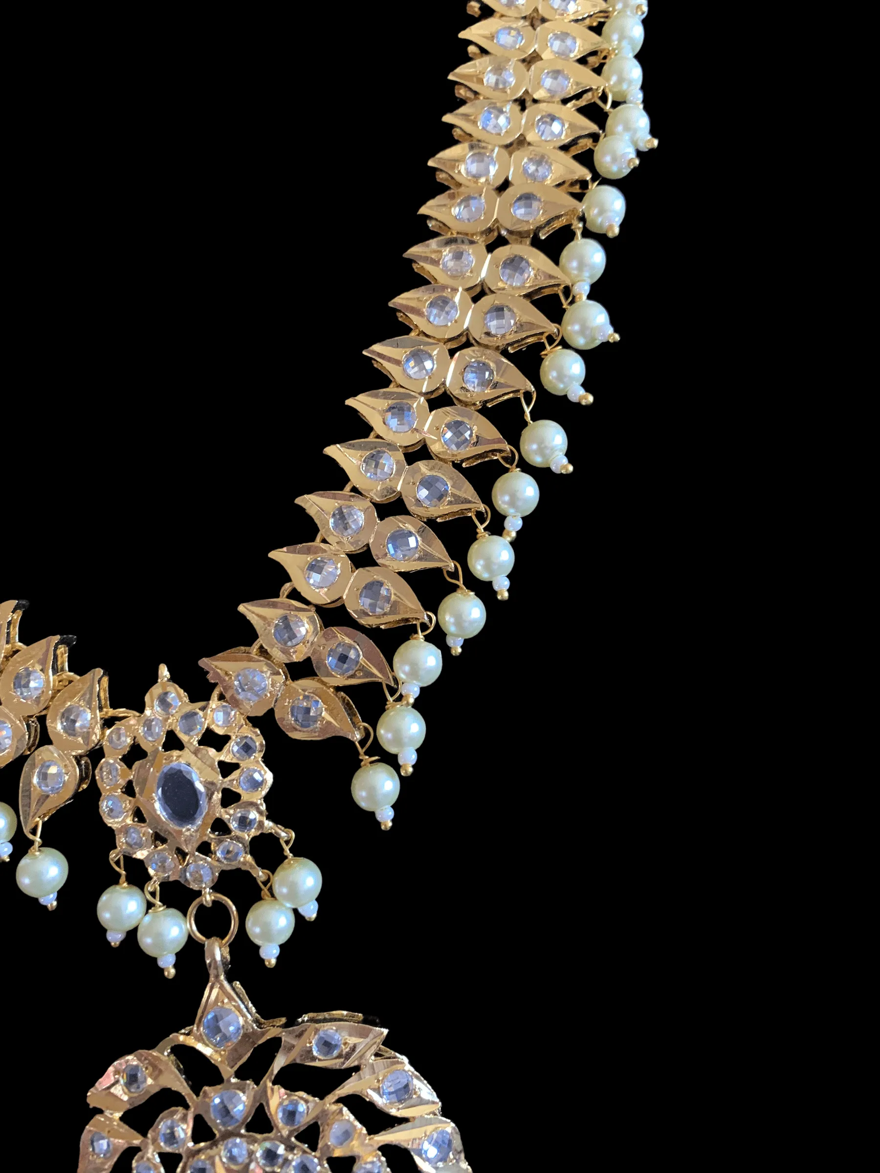 NS205 Ila nizami mango style bridal necklace with earrings in pearls (SHIPS IN 2 WEEKS  )