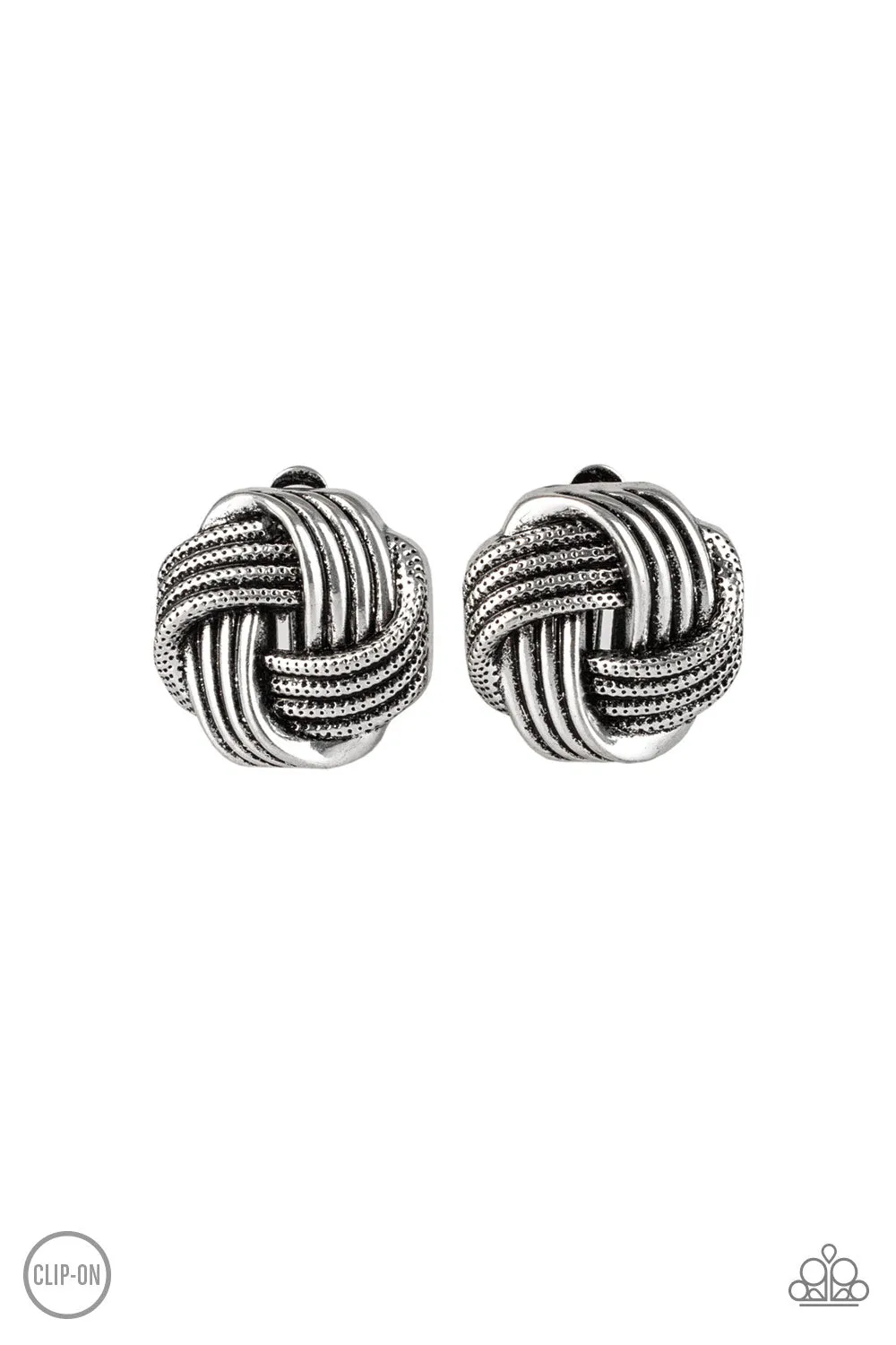 Paparazzi Accessories  - Noticeably Knotted #E98 Bin - Silver Earring