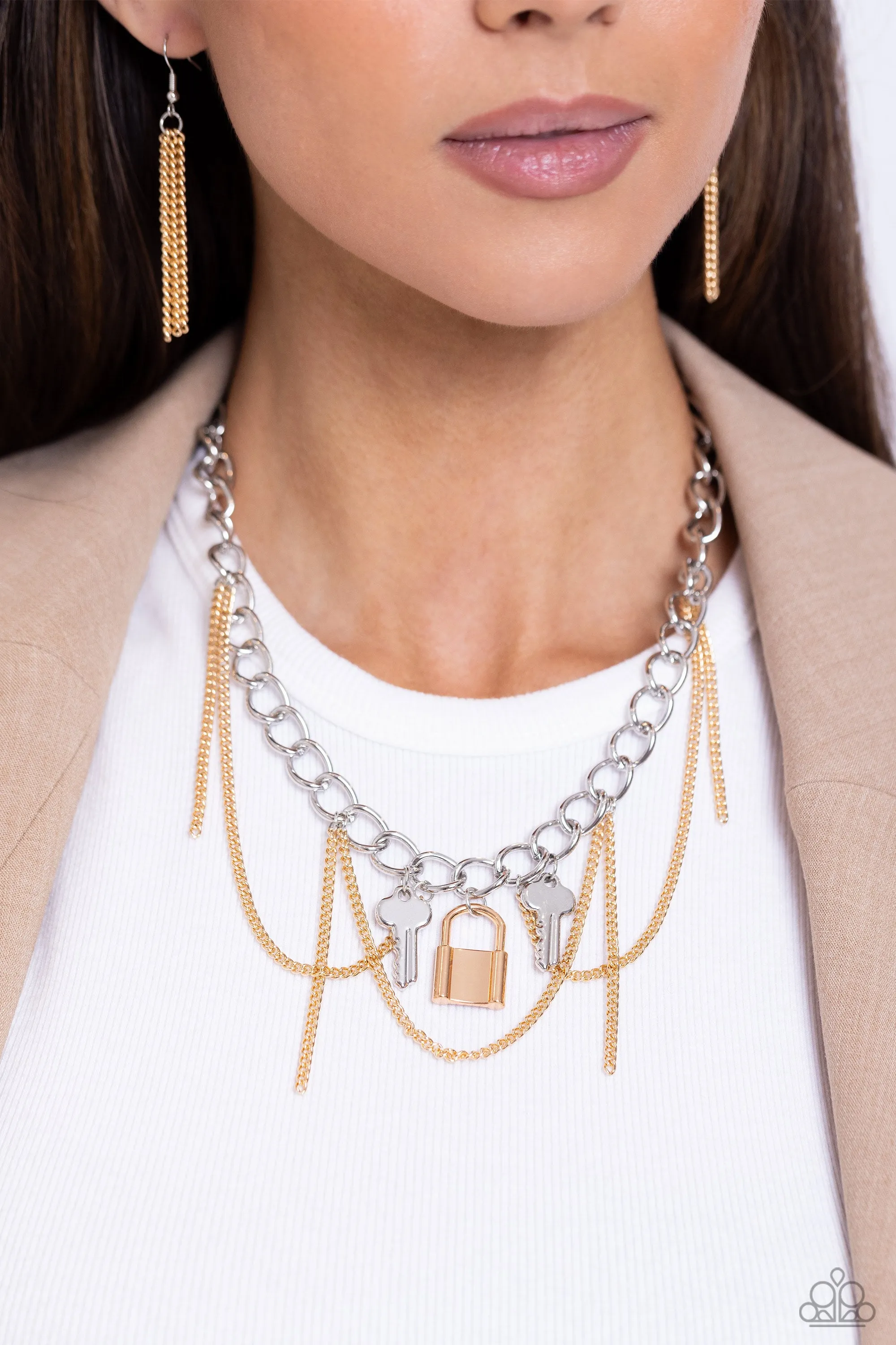 Paparazzi Against the LOCK Multi Necklace & Earring Set