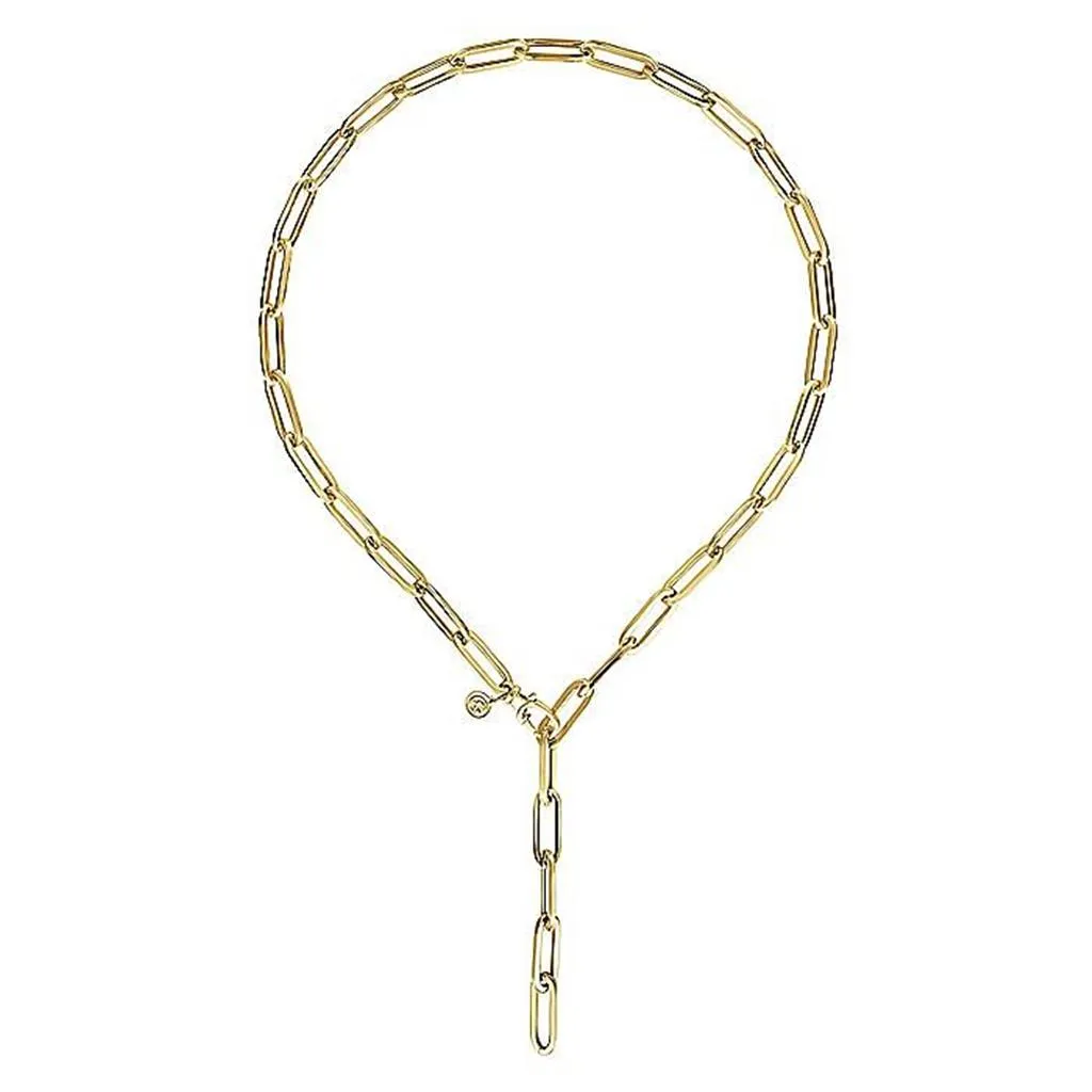 Paperclip "Y" Chain Necklace - 20", 14K Yellow Gold