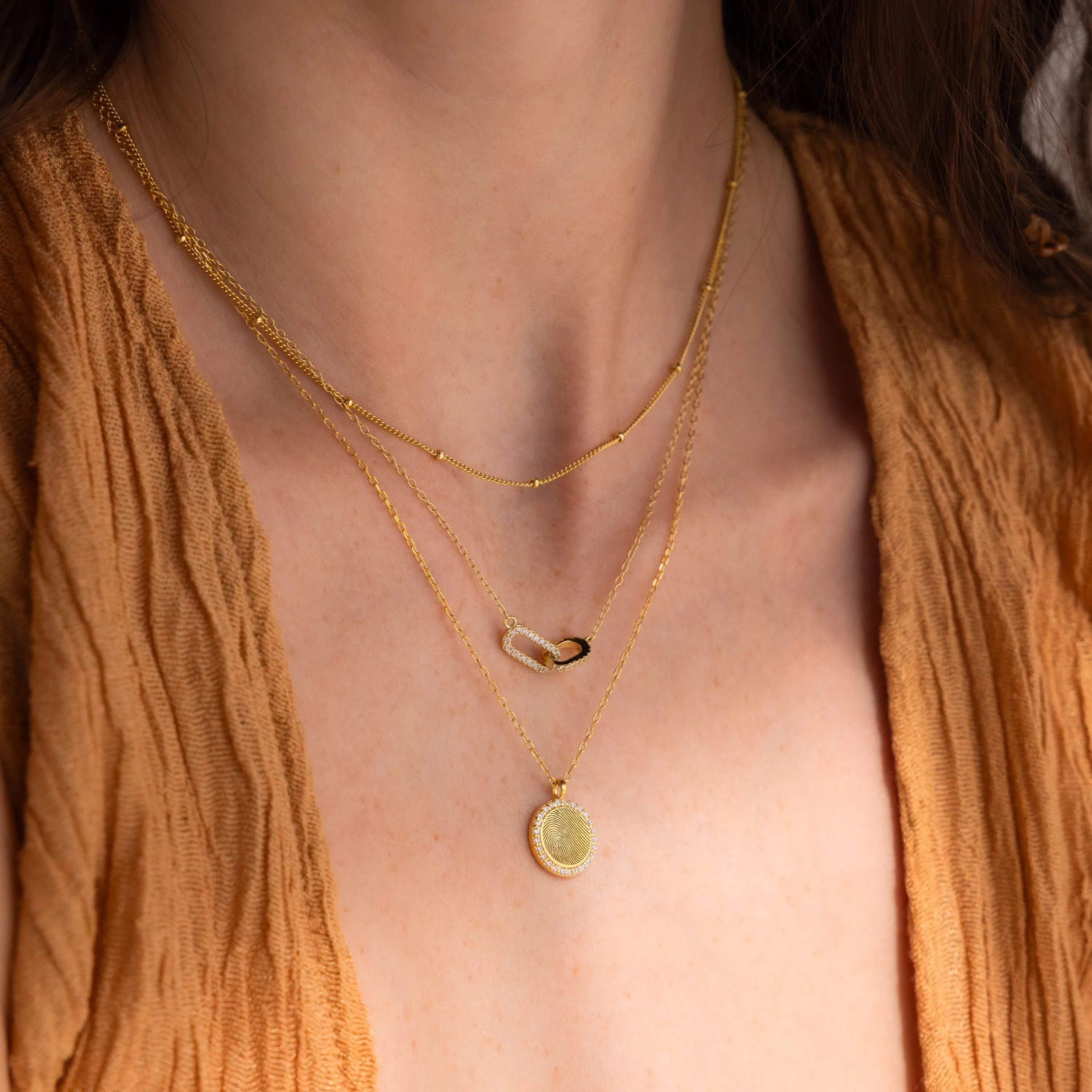 Pave Fingerprint Coin Necklace