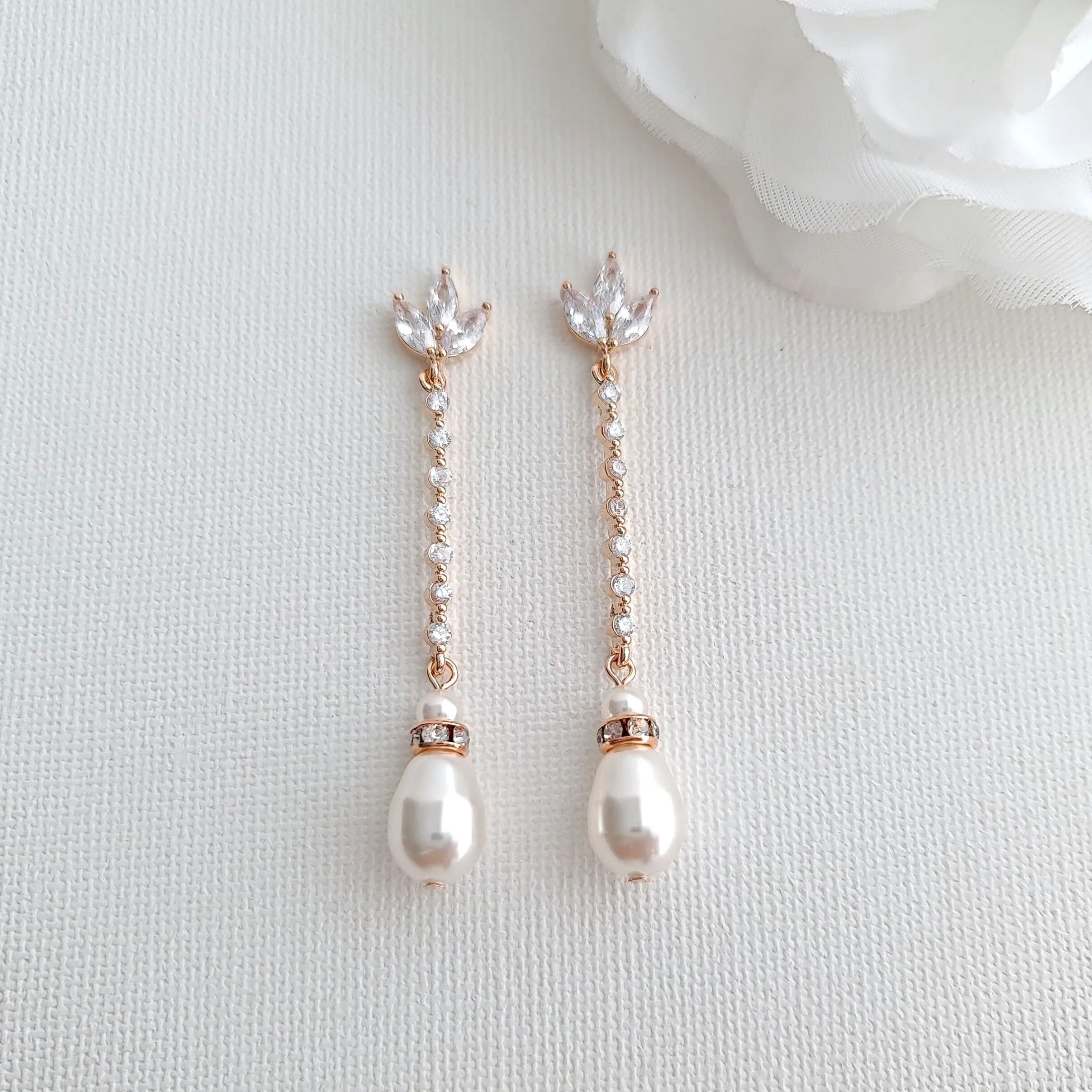 Pearl Drop Gold Earrings- Jodi