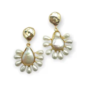 Pearl Fan Drop Earrings