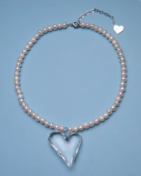 Pearl Glass Heart Necklace