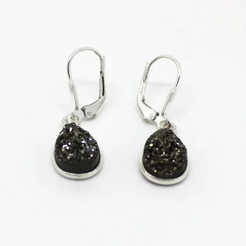 Platinum Druzy Earrings