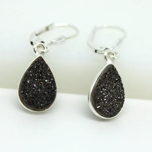 Platinum Druzy Earrings