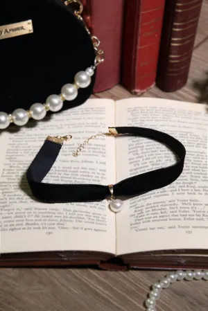 Regency Velvet Pearl Drop Choker