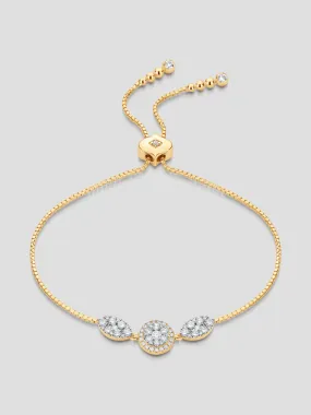 Reverie Round Marquis White Diamond Cluster Yellow Gold Bolo Bracelet