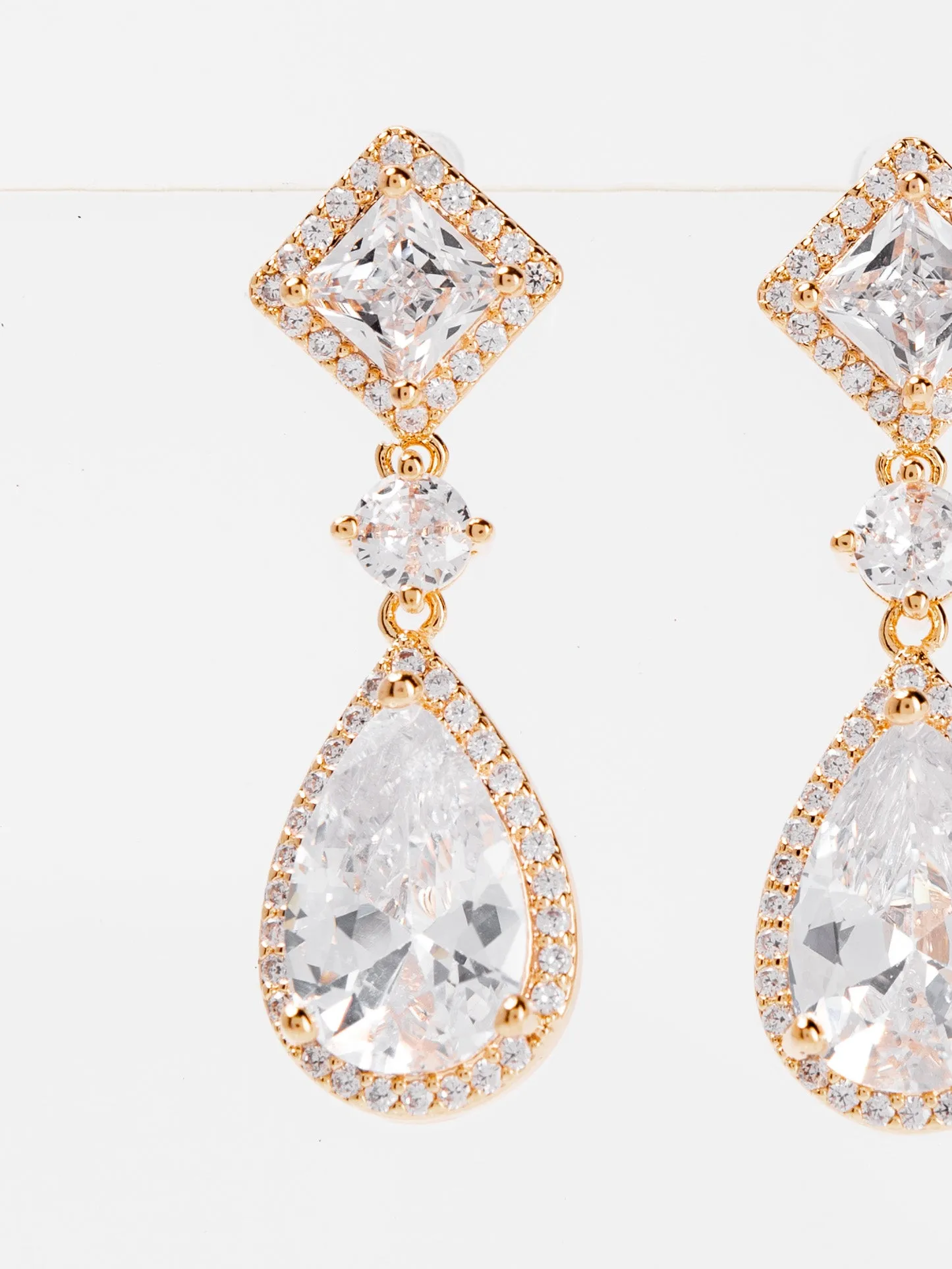 Rhea White Gold Plated Drop CZ Earrings