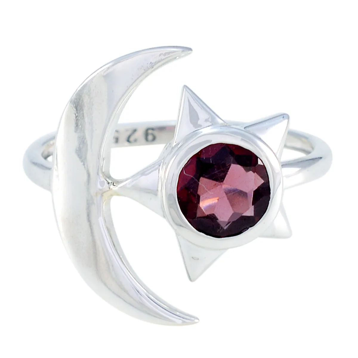 Riyo Aesthetic Gemstones Garnet Sterling Silver Ring Bullet Jewelry