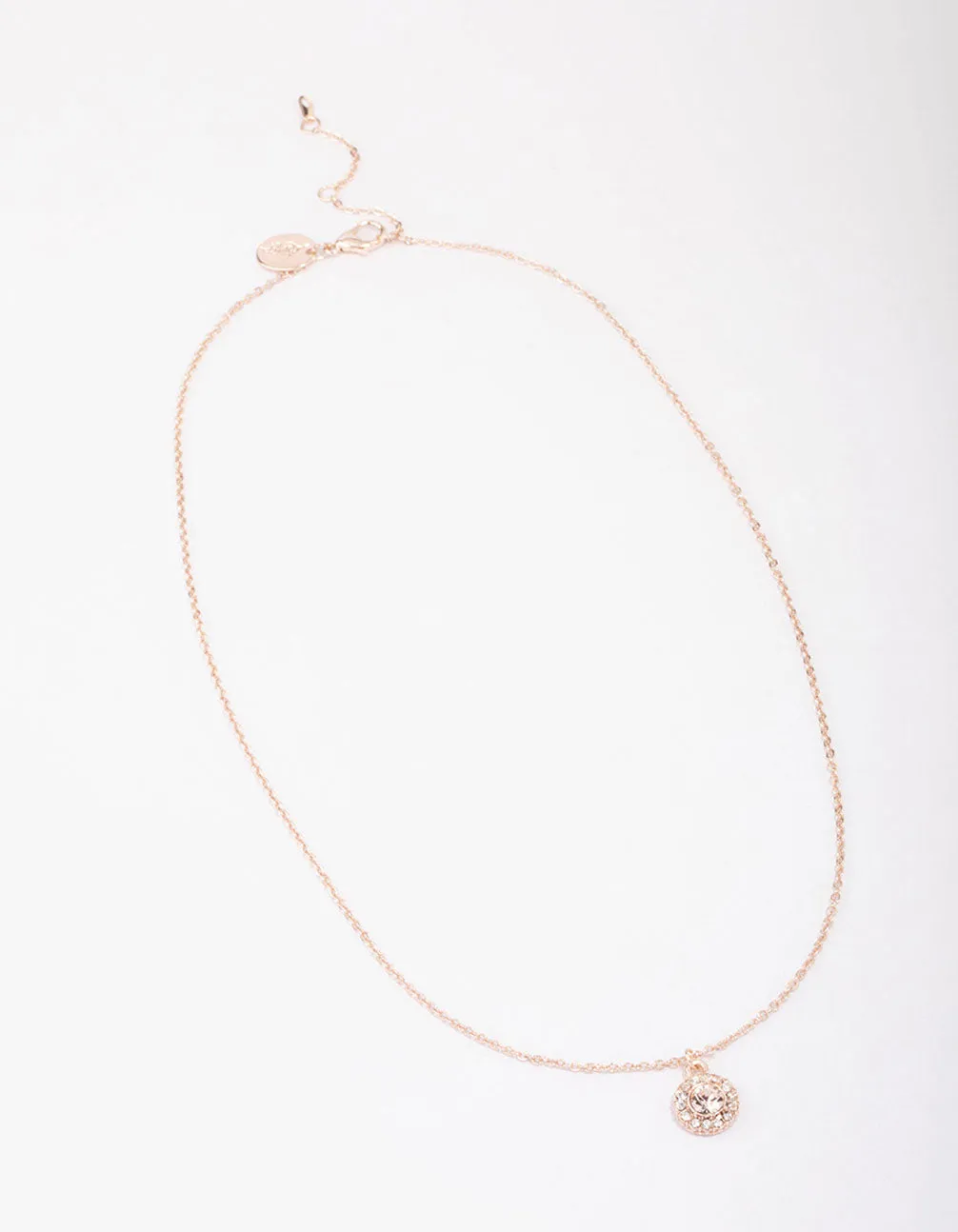 Rose Gold Crystal Halo Pendant Necklace