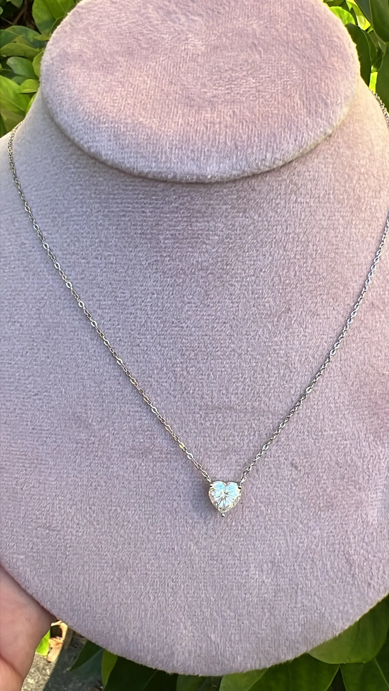 Rose Heart Moissanite Sterling Silver Necklace