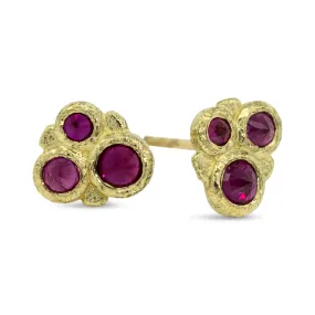 Ruby Cluster Stud Earrings