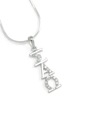 Sigma Alpha Omega Sterling Silver lavaliere with simulated diamonds