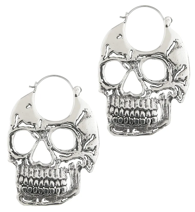 Skull White Brass Earrings - Weights