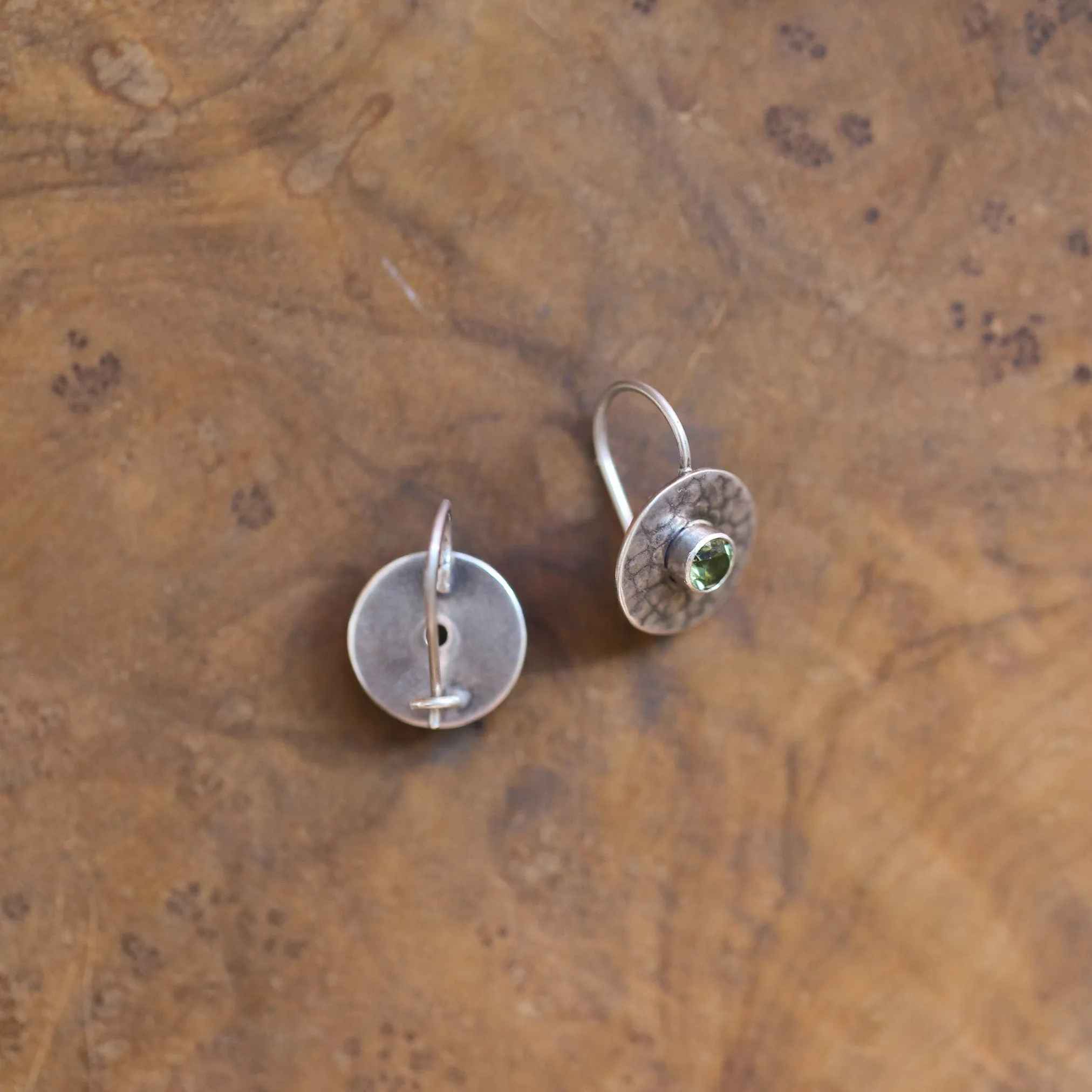 Small Peridot Drops - Peridot Earrings - Peridot Studs - Silversmith