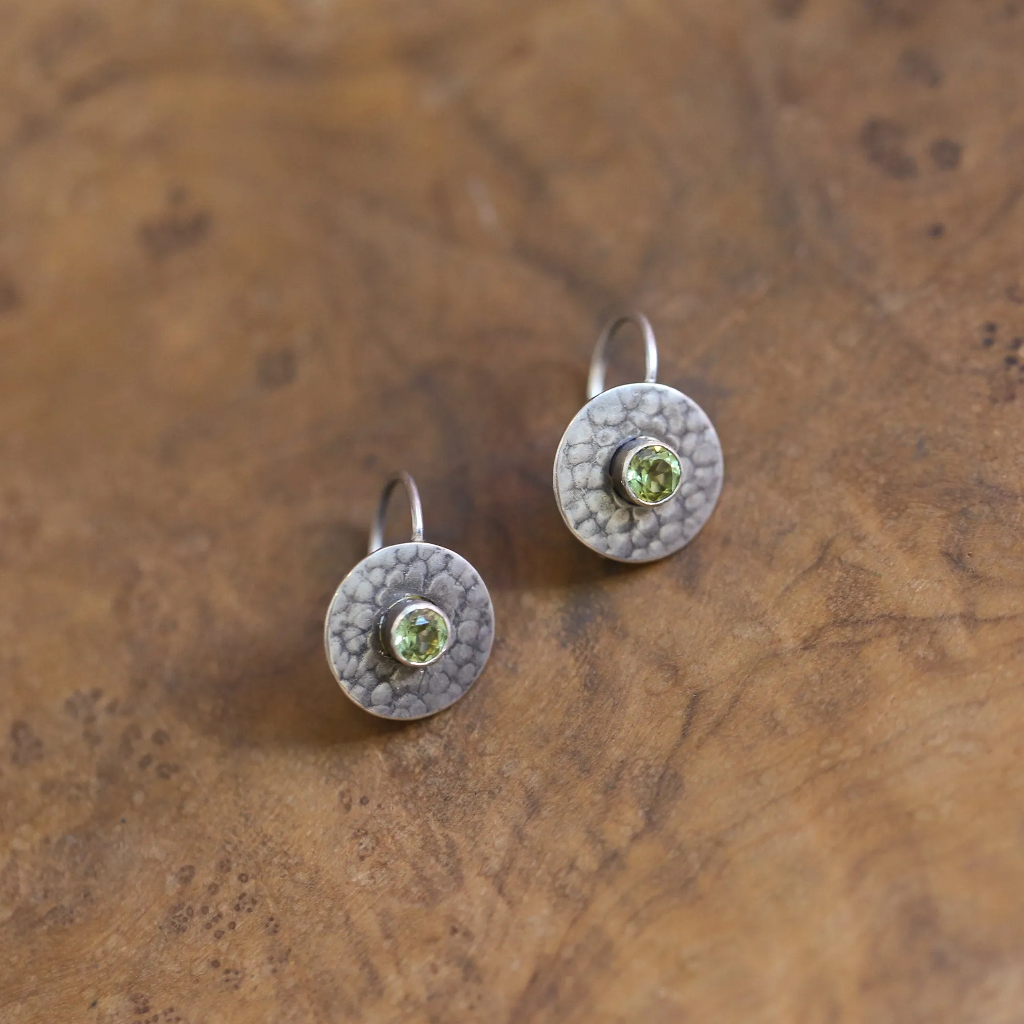 Small Peridot Drops - Peridot Earrings - Peridot Studs - Silversmith