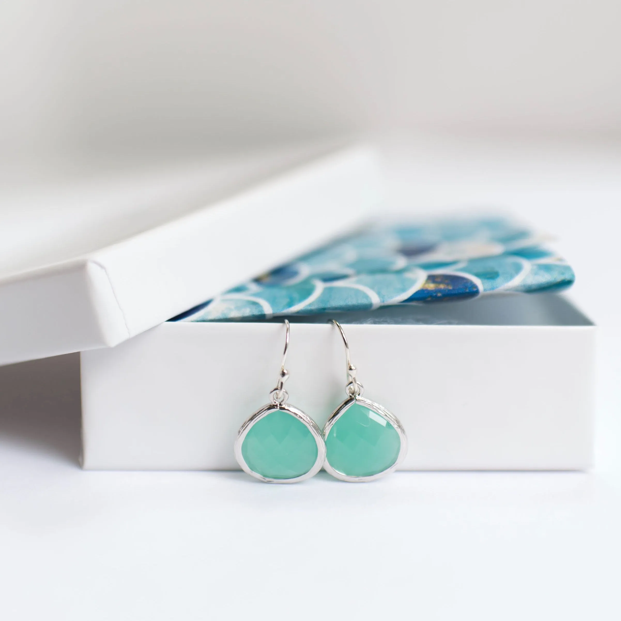 Sparkly Aqua Blue Crystal Drop Earrings