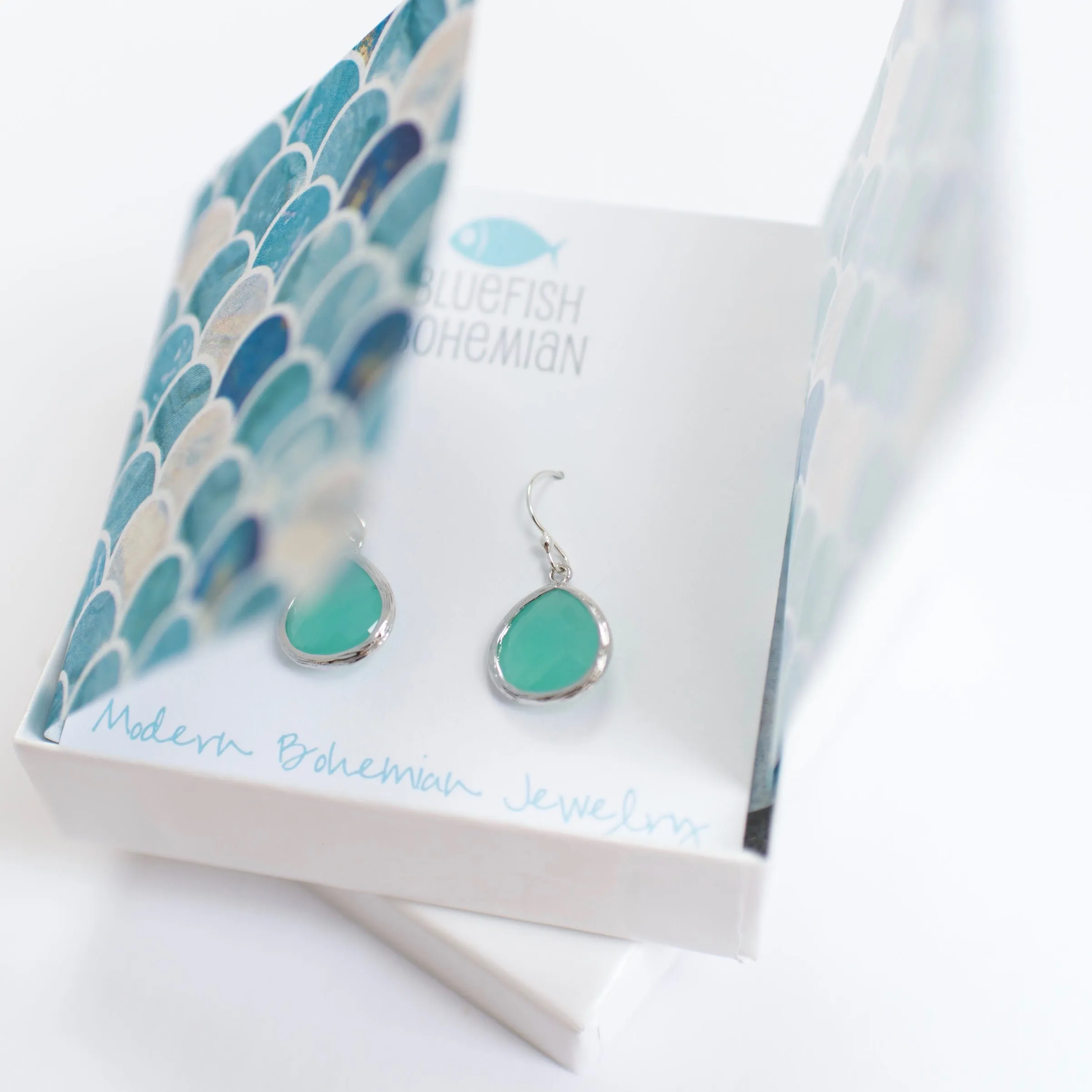 Sparkly Aqua Blue Crystal Drop Earrings