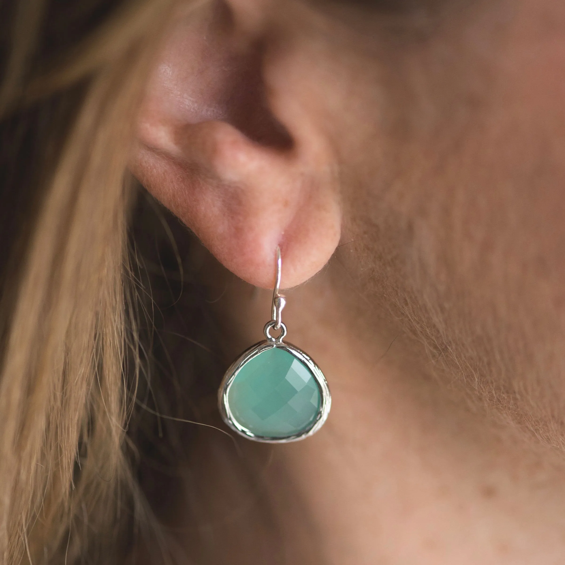 Sparkly Aqua Blue Crystal Drop Earrings