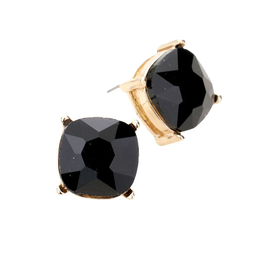 Square Stone Stud Earrings