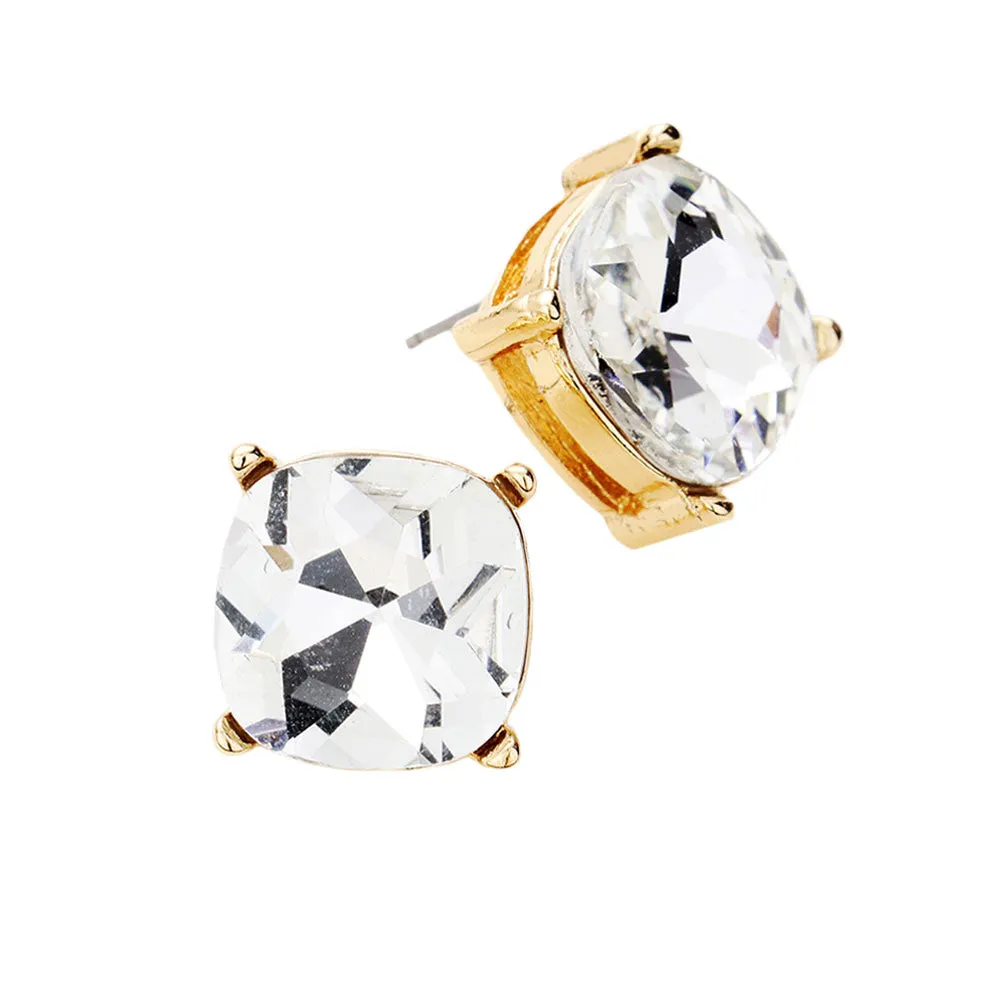 Square Stone Stud Earrings