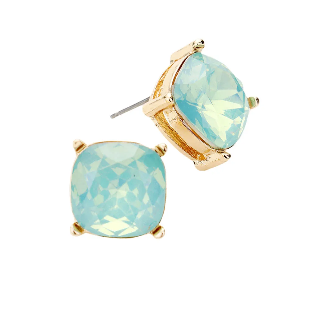 Square Stone Stud Earrings