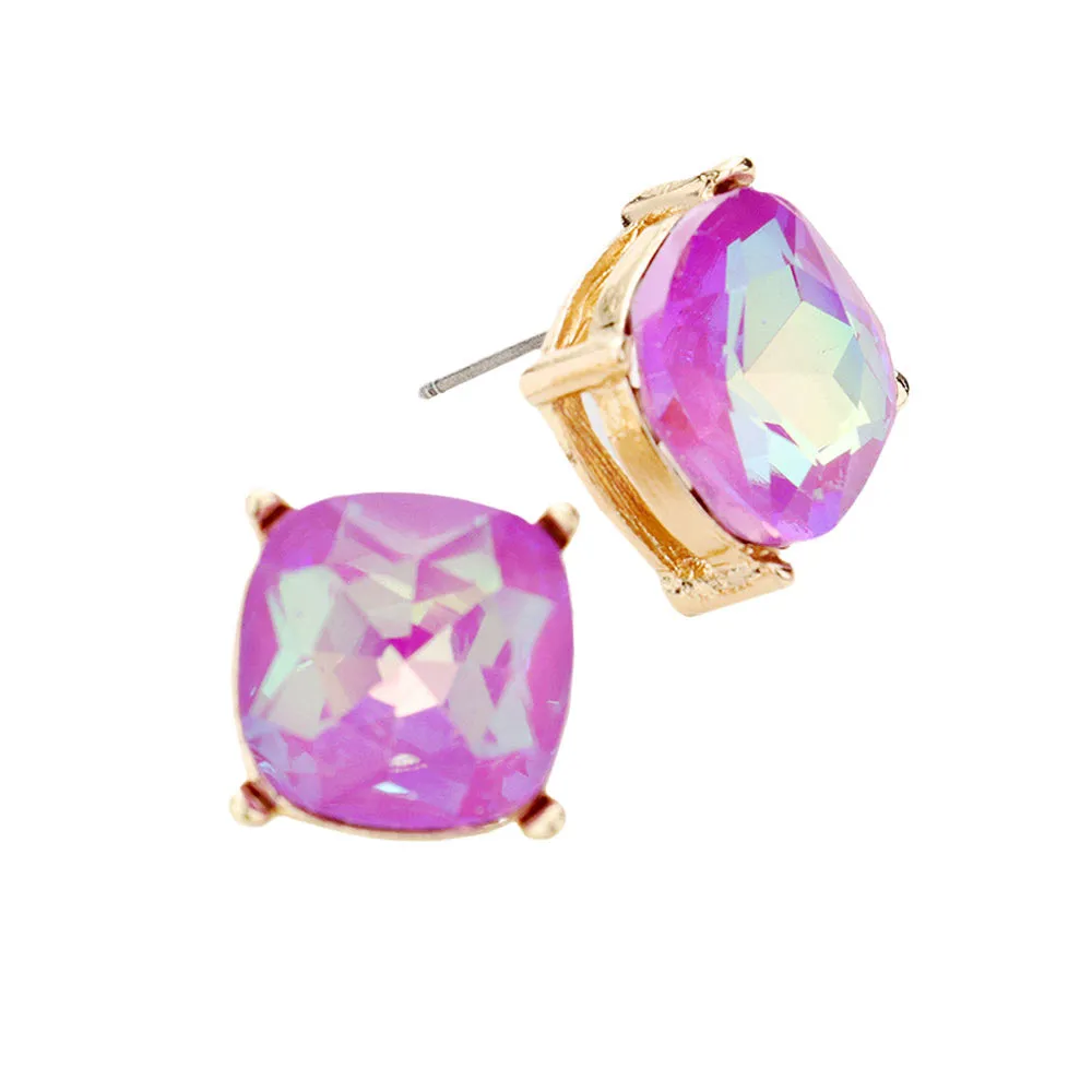 Square Stone Stud Earrings