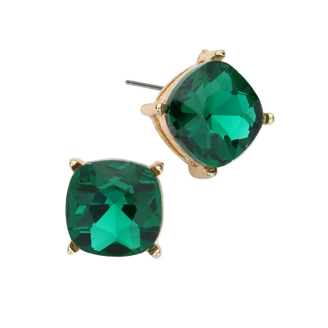 Square Stone Stud Earrings