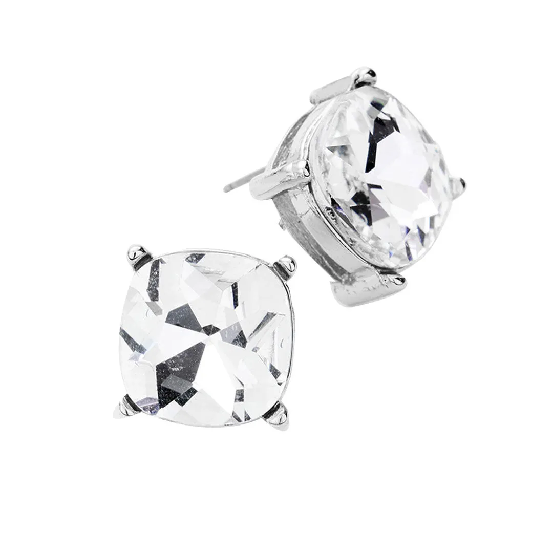 Square Stone Stud Earrings