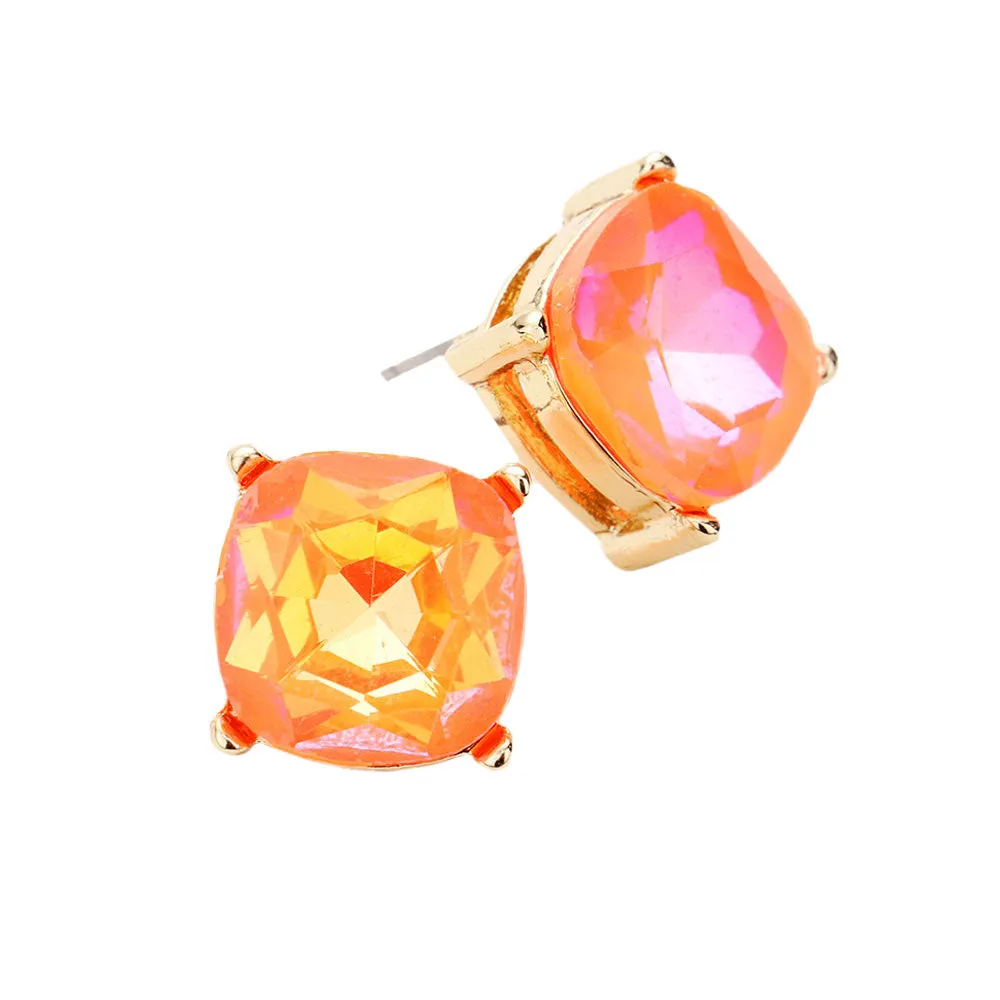 Square Stone Stud Earrings