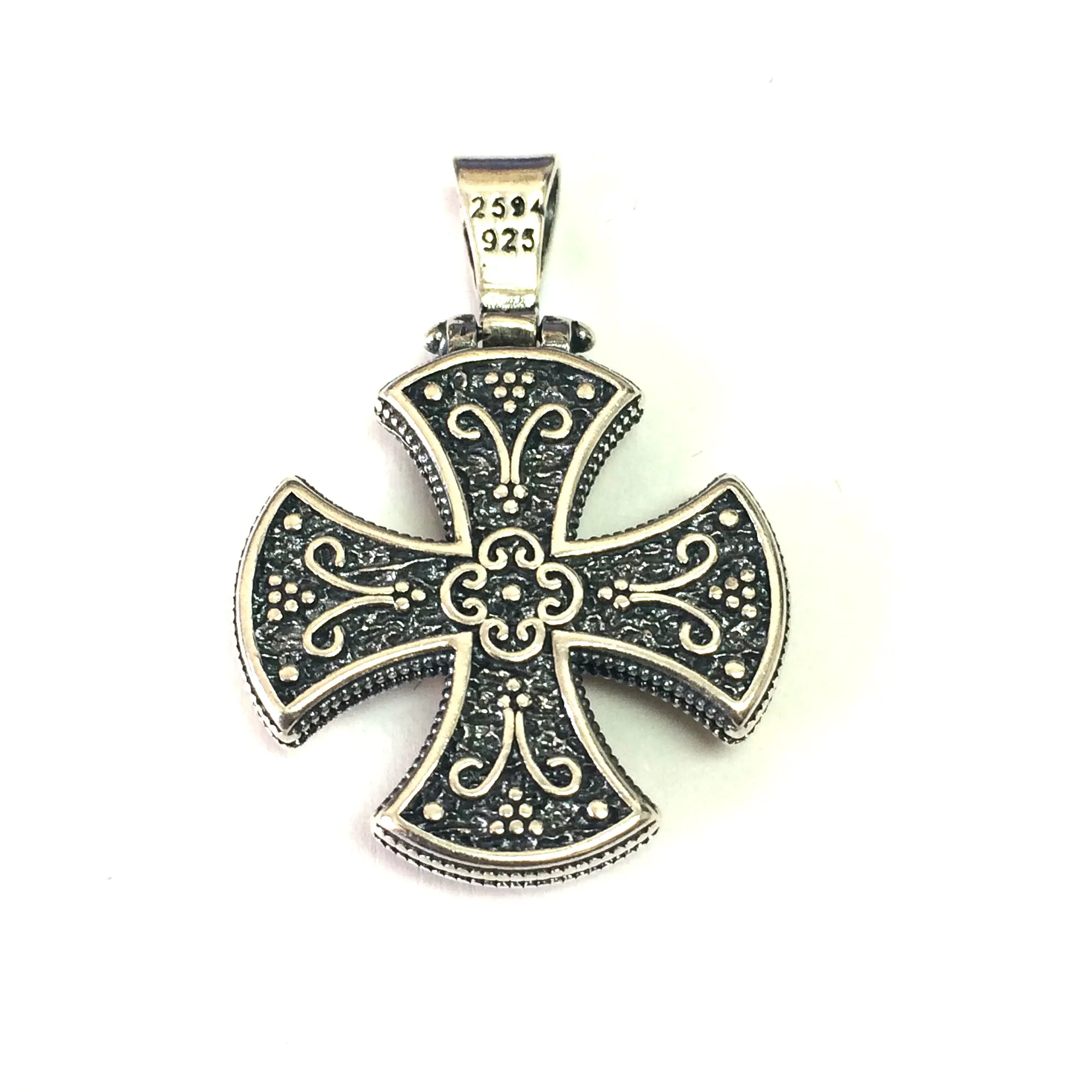 Sterling Silver 18 Karat Gold Overlay Byzantine Style Cross Pendant