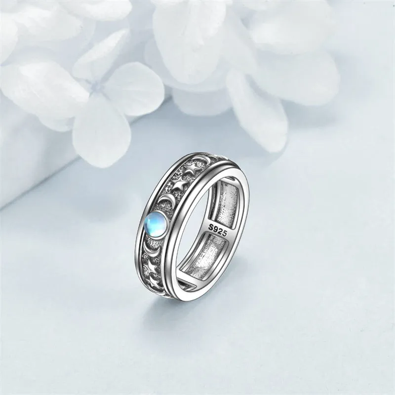 Sterling Silver Anxiety Spinner Rings Rotatable Mood Rings for Women Relieve Stress Gift