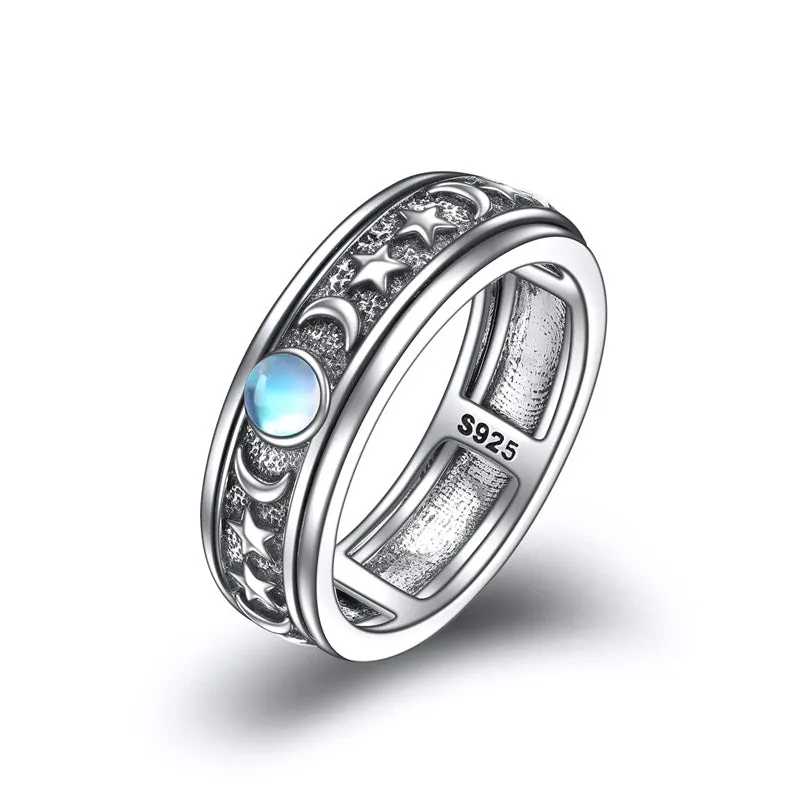 Sterling Silver Anxiety Spinner Rings Rotatable Mood Rings for Women Relieve Stress Gift