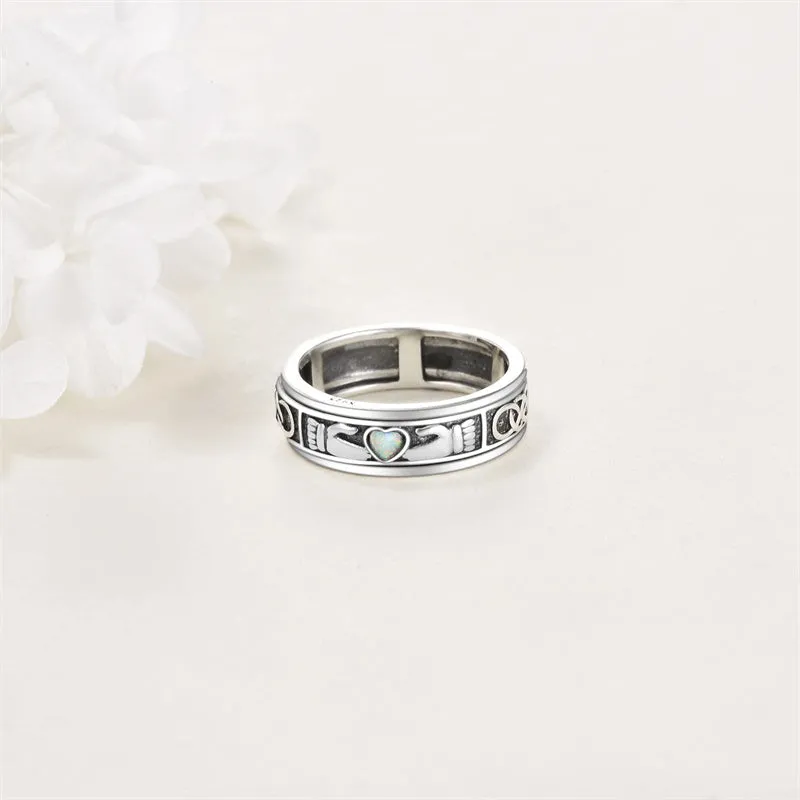 Sterling Silver Anxiety Spinner Rings Rotatable Mood Rings for Women Relieve Stress Gift