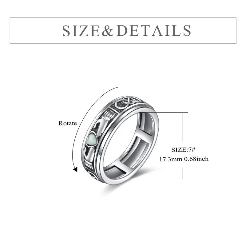 Sterling Silver Anxiety Spinner Rings Rotatable Mood Rings for Women Relieve Stress Gift