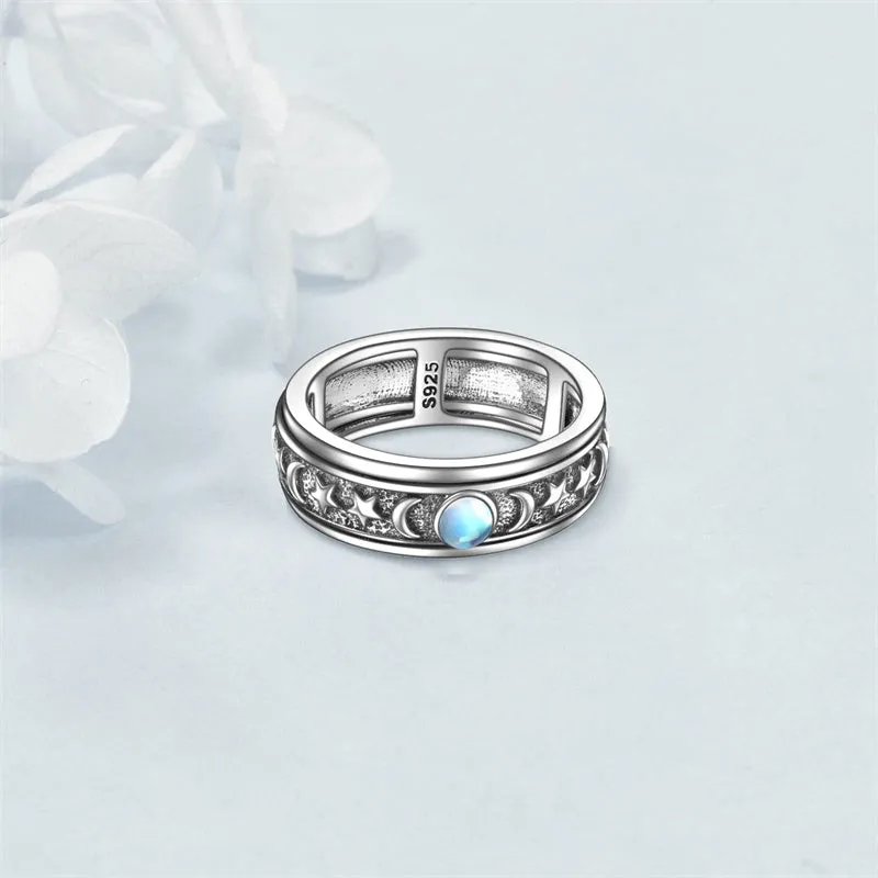 Sterling Silver Anxiety Spinner Rings Rotatable Mood Rings for Women Relieve Stress Gift