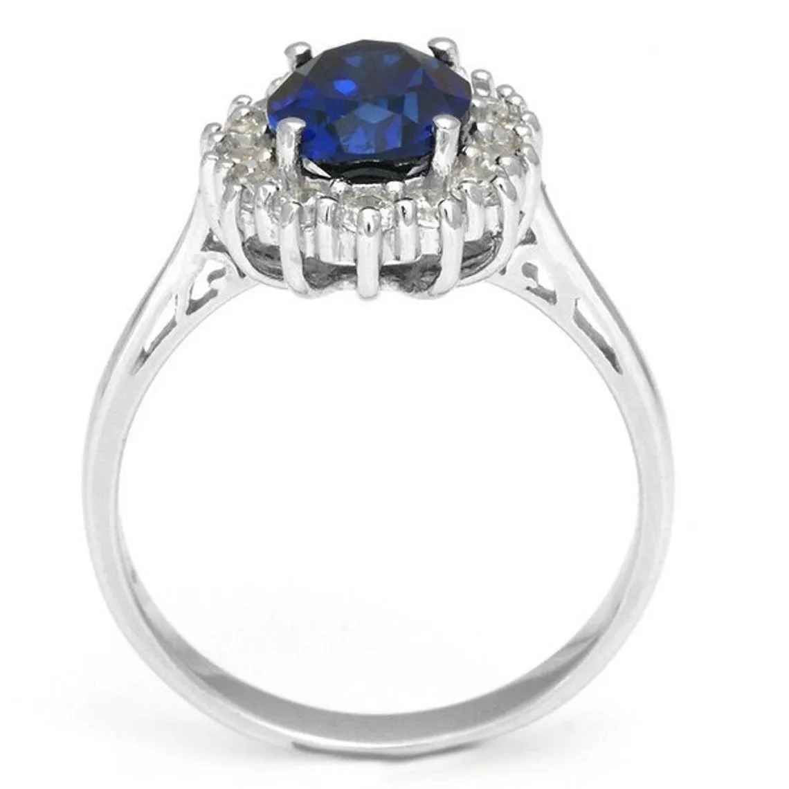 Sterling Silver Created Blue Sapphire Cocktail Ring