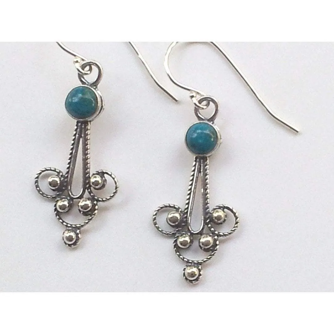 Sterling silver earrings for Woman. Delicate Filigree Israeli earrings set with Stones.