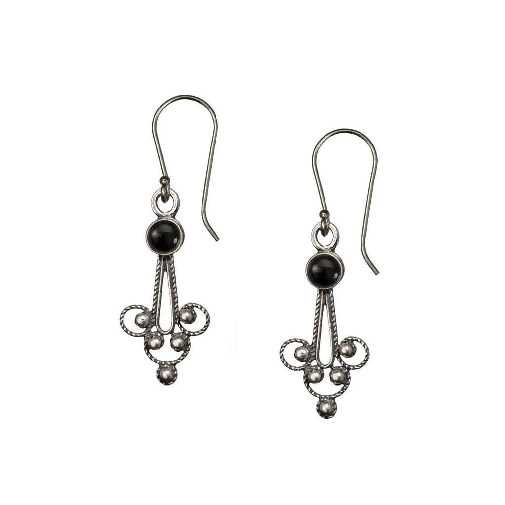 Sterling silver earrings for Woman. Delicate Filigree Israeli earrings set with Stones.