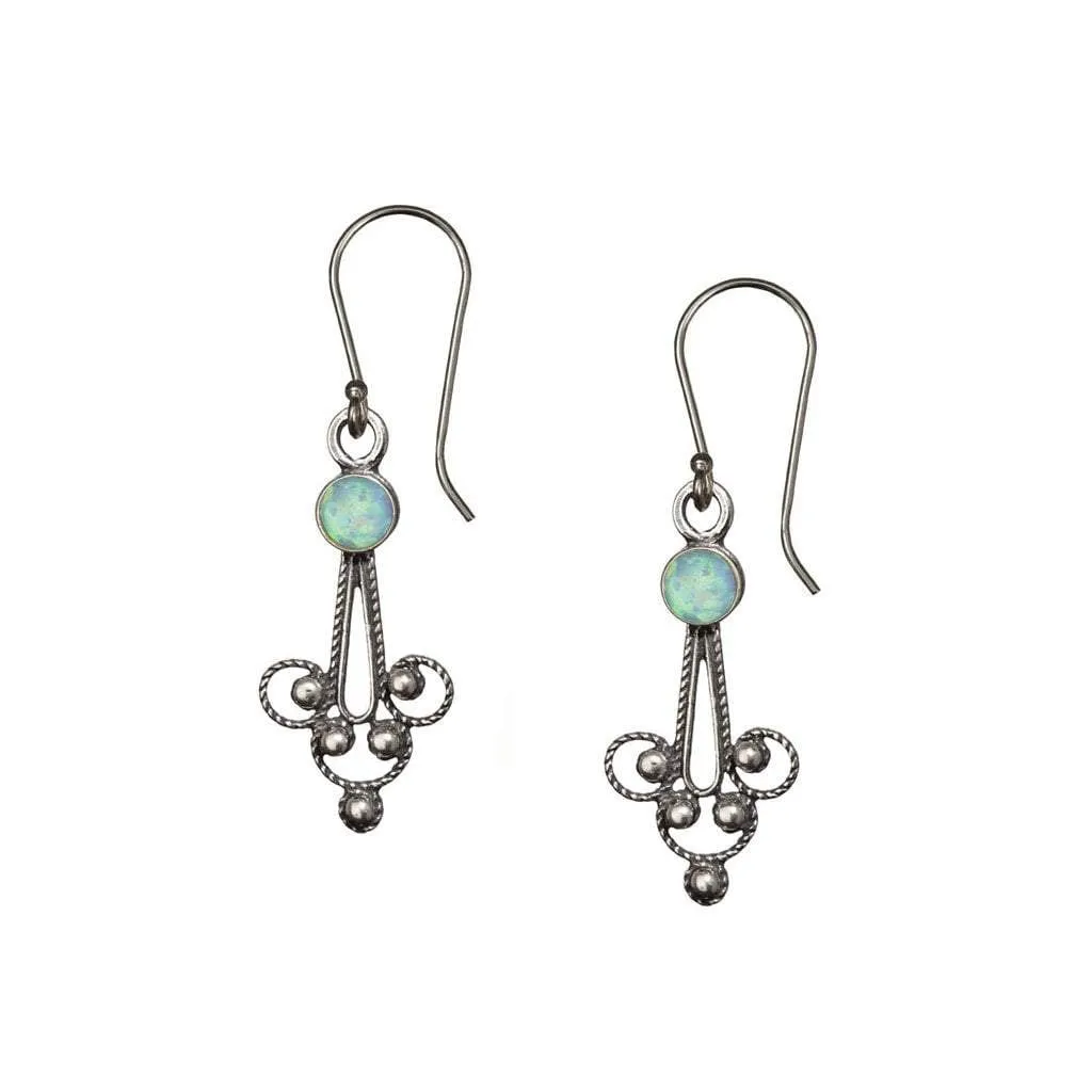 Sterling silver earrings for Woman. Delicate Filigree Israeli earrings set with Stones.