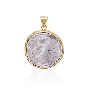 STEVEN BATTELLE 18K YELLOW GOLD FRAMED ANCIENT COIN PENDANT