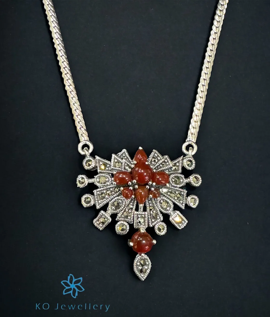 The Arabesque Silver Marcasite Necklace & Earrings