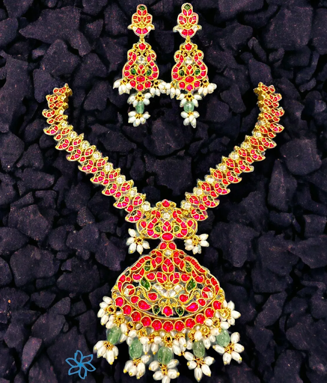 The Chinmaya Silver Kundan-Jadau Necklace & Earrings