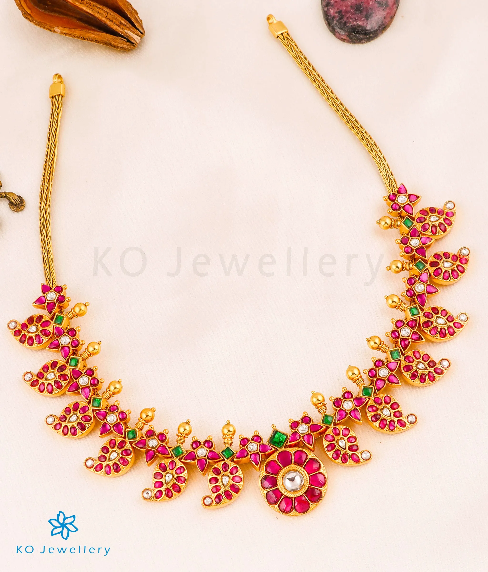 The Rohini Silver Kundan-Jadau Mango Necklace